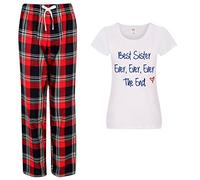 60 Second Makeover Limited Best Sister Ever Ever The End Pyjamas Ladies Tartan Trouser Bottoms Pyjama Family Matching Size - M Red