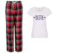 60 Second Makeover Limited Bestie Pyjamas For Women Ladies Pjs Tartan Trouser Bottoms Womens Pyjamas Set Friend Gifts For Women Pajamas Red - Medium