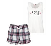 60 Second Makeover Limited Bestie Pyjamas Ladies PJs Tartan Frill Short Pyjamas For Women Best Friends Pajamas For Women UK Birthday Friend Gifts For BFF Pink - Medium
