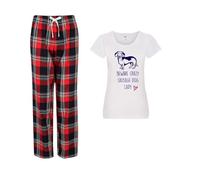 60 Second Makeover Limited Beware Crazy Sausage Dog Lady Ladies Tartan Trouser Womens Pyjamas Set Pajamas Dog Mum Gift Dachshund Gifts Ladies PJs Pyjamas For Women Red Small