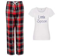 60 Second Makeover Limited Big Spoon Little Spoon Couples Matching Pyjama Tartan Set Ladies, Red Long Size - M