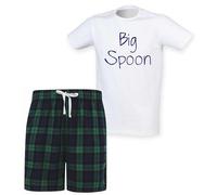 60 Second Makeover Limited Big Spoon Little Spoon Couples Matching Pyjama Tartan Set Mens, Green Short Size - S