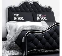 60 Second Makeover Limited Black The Boss The Real Boss Pillowcases Pillow Cases Couples Gift 100% Cotton 200TC Present
