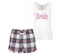 60 Second Makeover Limited Bride Pyjama Set Pink Tartan Frill Wedding Hen Party