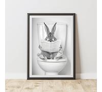 60 Second Makeover Limited Bunny On The Toilet Quirky Animal Print Bathroom Accessories Wall Art Posters Pictures For Bathroom Walls Home Accessories Home Decoration Funny Humorous No Frame - A4