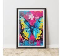 60 Second Makeover Limited Butterfly Pop Art Prints For Walls Urban Street Art Aesthetic Posters Colourful Wall Pictures Teen bedroom Decor Teenagers Bedroom Accessories Picture - A3