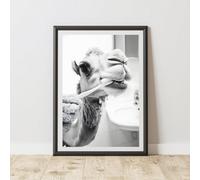 60 Second Makeover Limited Camel Brushing Teeth Quirky Animal Print Bathroom Accessories Wall Art Posters Pictures For Bathroom Walls Home Accessories Home Decoration Funny Humorous No Frame - A3