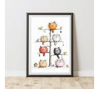 60 Second Makeover Limited Cat And Birds On A Tree Print Poster Wall Art A3 Size