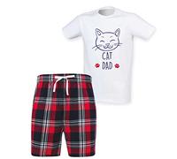 60 Second Makeover Limited Cat Dad Tartan Short Mens Pyjamas Set Family Matching Fathers Day Cat Gift Pyjamas For Men PJs Pajamas Pijamas Father's Day Red - Large