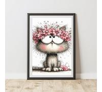 60 Second Makeover Limited Cat Flower Headband Print Poster Wall Art A4 Size