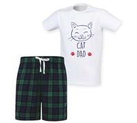 60 Second Makeover Limited Cat Mum Cat Dad Couples Matching Pyjama Tartan Set Mens, Green Short Size - Large
