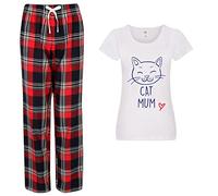 60 Second Makeover Limited Cat Mum Pyjamas For Women Ladies PJs Tartan Trouser Bottoms Pajamas From The Cat Gifts For Women Pyjamas Pijamas Red - Medium