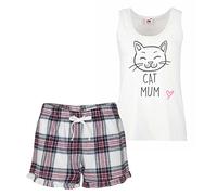60 Second Makeover Limited Cat Mum Short Pyjamas For Women Cat Mum Gift Pyjamas Ladies Pjs For Women Sets Mothers Day Ladies Pajamas Pink Tartan - Small