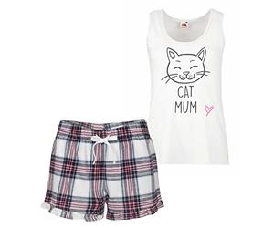 60 Second Makeover Limited Cat Mum Short Pyjamas For Women Cat Mum Gift Pyjamas Ladies Pjs For Women Sets Mothers Day Ladies Pajamas Pink Tartan - Small