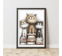 60 Second Makeover Limited Cat On Books Print Poster Wall Art A3 Size