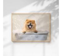 60 Second Makeover Limited Chow Chow In The Bath Quirky Animal Print A3 Size