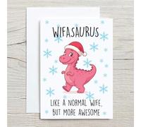 60 Second Makeover Limited Christmas Pink Wifasaurus Christmas Card, Like A Normal Wife But More Awesome. CHRISTMAS CARD