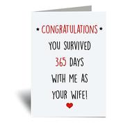 60 Second Makeover Limited Congratulations You Survived 365 Days With Me As Your Wife Card Greeting Card