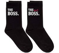 60 Second Makeover Limited Couples Socks The Boss The Real Boss Socks Present Husband Boyfriend Wife Girlfriend French Bulldog Black