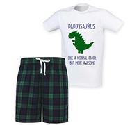 60 Second Makeover Limited Daddysaurus Daddy Dinosaur Tartan Shorts Mens Pyjamas Set Daddy Fathers Day Pyjamas For Men Dad Birthday Gifts Green Pajamas Size - Medium