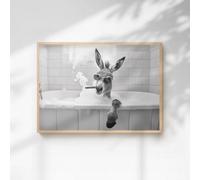 60 Second Makeover Limited Donkey Smoking A Cigar In The Bath Quirky Animal Print A3 Size