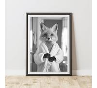 60 Second Makeover Limited Fox Bathrobe Dressing Gown Quirky Animal Print Bathroom Accessories Wall Art Posters Pictures For Bathroom Walls Home Accessories Home Decoration No Frame - A4