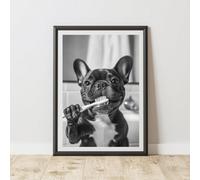 60 Second Makeover Limited French Bulldog Brushing Teeth Animal Print A4 Size
