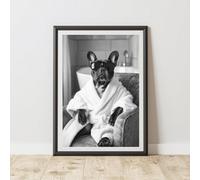 60 Second Makeover Limited French Bulldog Dressing Gown Quirky Animal Print Bathroom Accessories Wall Art Posters Pictures For Bathroom Walls Home Accessories Home Decoration Funny No Frame - A3