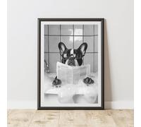60 Second Makeover Limited French Bulldog Newspaper Bath Quirky Animal Print Bathroom Accessories Wall Art Posters Pictures For Bathroom Walls Home Accessories Home Decoration Funny No Frame - A4