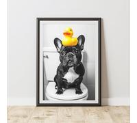 60 Second Makeover Limited French Bulldog Rubber Duck Quirky Animal Print Bathroom Accessories Wall Art Posters Pictures For Bathroom Walls Home Accessories Home Decoration Funny No Frame - A5