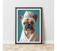 60 Second Makeover Limited French Bulldog Towel Quirky Animal Print Bathroom Accessories Wall Art Posters Pictures For Bathroom Walls Home Accessories Home Decoration Funny No Frame - A4