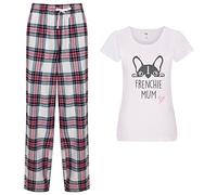 60 Second Makeover Limited Frenchie Mum Pyjamas For Women Ladies Tartan Trouser Bottoms Pyjama Mothers Day Dog Gifts For Women Dog Mum Presents French Bulldog Pink - S