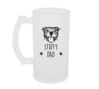 60 Second Makeover Limited Frosted Beer Stein Staffy Dad Glass Staffordshire Bull Terrier