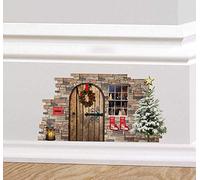 60 Second Makeover Limited Full Colour Christmas Fairy Pixie Elf Door Festive Wall Stickers Decal Skirting Board Fairy Door Xmas Elf Decorations Wreath Stockings Christmas Decorations UK