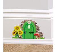 60 Second Makeover Limited Full Colour Green Fairy Pixie Elf Door Wall Stickers Decal Skirting Board Graphic Wall Decoration for Living Room Fairy Garden Accessories Decals