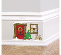 60 Second Makeover Limited Full Colour Illustrated Peeping Elf Door Wall Stickers Christmas Decorations UK Fairy Pixie Elf Door Christmas Wall Sticker Decal Skirting Board