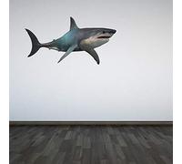 60 Second Makeover Limited Full Colour Shark Wall Stickers Decal Boys Bedroom Bathroom Playroom Under The Sea Ocean Vinyl Stickers Kids Bedroom Accessories Wall Decals Self Adhesive Vinyl - Regular