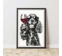 60 Second Makeover Limited Funny Cocker Spaniel Drinking Wine Print A3 Size