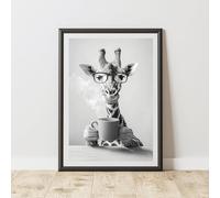 60 Second Makeover Limited Funny Giraffe Drinking Coffee Print Wall Art Office Accessories Posters & Prints Decorative Home Accessories Kitchen Wall Art Pictures Coffee Gifts No Frame - A5