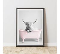 60 Second Makeover Limited Funny Highland Cow In The Bath Print A4 Size