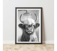 60 Second Makeover Limited Funny Highland Cow In The Shower Print A4 Size