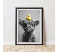 60 Second Makeover Limited Funny Highland Cow Print Black And White PRINT ONLY NO FRAME - Highland Cow Rubber Duck PRINT1A - A5