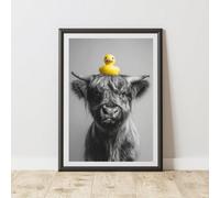 60 Second Makeover Limited Funny Highland Cow Rubber Duck Print A3 Size