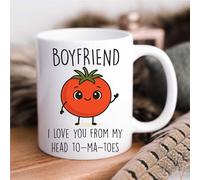 60 Second Makeover Limited Funny Mug Boyfriend I Love You from My Head to-ma-Toes Cute Tomato Theme Design Mug, Unique Present, Gift for Loved one