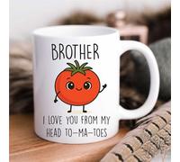 60 Second Makeover Limited Funny Mug Brother I Love You from My Head to-ma-Toes Cute Tomato Theme Design Mug, Unique Present, Gift for Sibblings