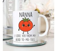 60 Second Makeover Limited Funny Mug Nanna I Love You from My Head to-ma-Toes Cute Tomato Theme Design Mug, Unique Present, Gift for Grandparent