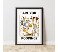 60 SECOND MAKEOVER Funny Silly Goose Bathroom Wall Art Are You Pooping Toilet Humour | Size: A3 60 SECOND MAKEOVER Multicolor A3