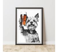 60 Second Makeover Limited Funny Yorkshire Terrier Drinking Beer Print Wall Art Funny Gifts For Men Posters & Prints Beer Gifts For Men Poster Wall Pictures Home Bar Accessories No Frame - A4