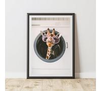 60 Second Makeover Limited Giraffe In Tumble Drier Print Wall Art Utility Room Accessories Bathroom Art Home Decoration Laundry Room Wall Decor Bathroom Accessories No Frame - A4