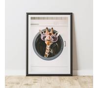 60 Second Makeover Limited Giraffe In Tumble Drier Print Wall Art Utility Room Accessories Bathroom Art Home Decoration Laundry Room Wall Decor Bathroom Accessories No Frame - A3
